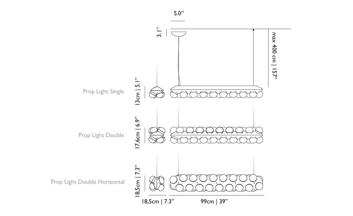 prop light horizontal suspension lamp