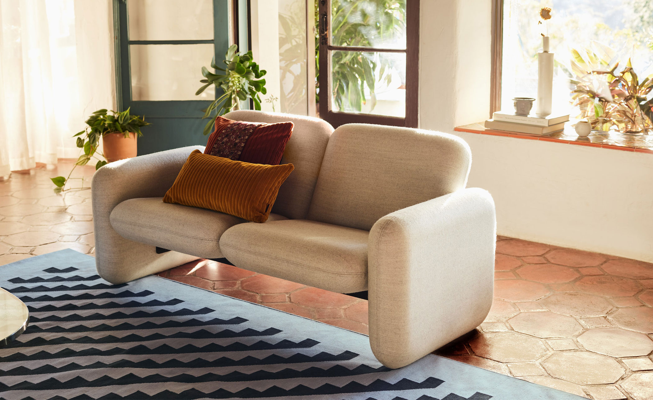 ray wilkes two seat chiclet sofa