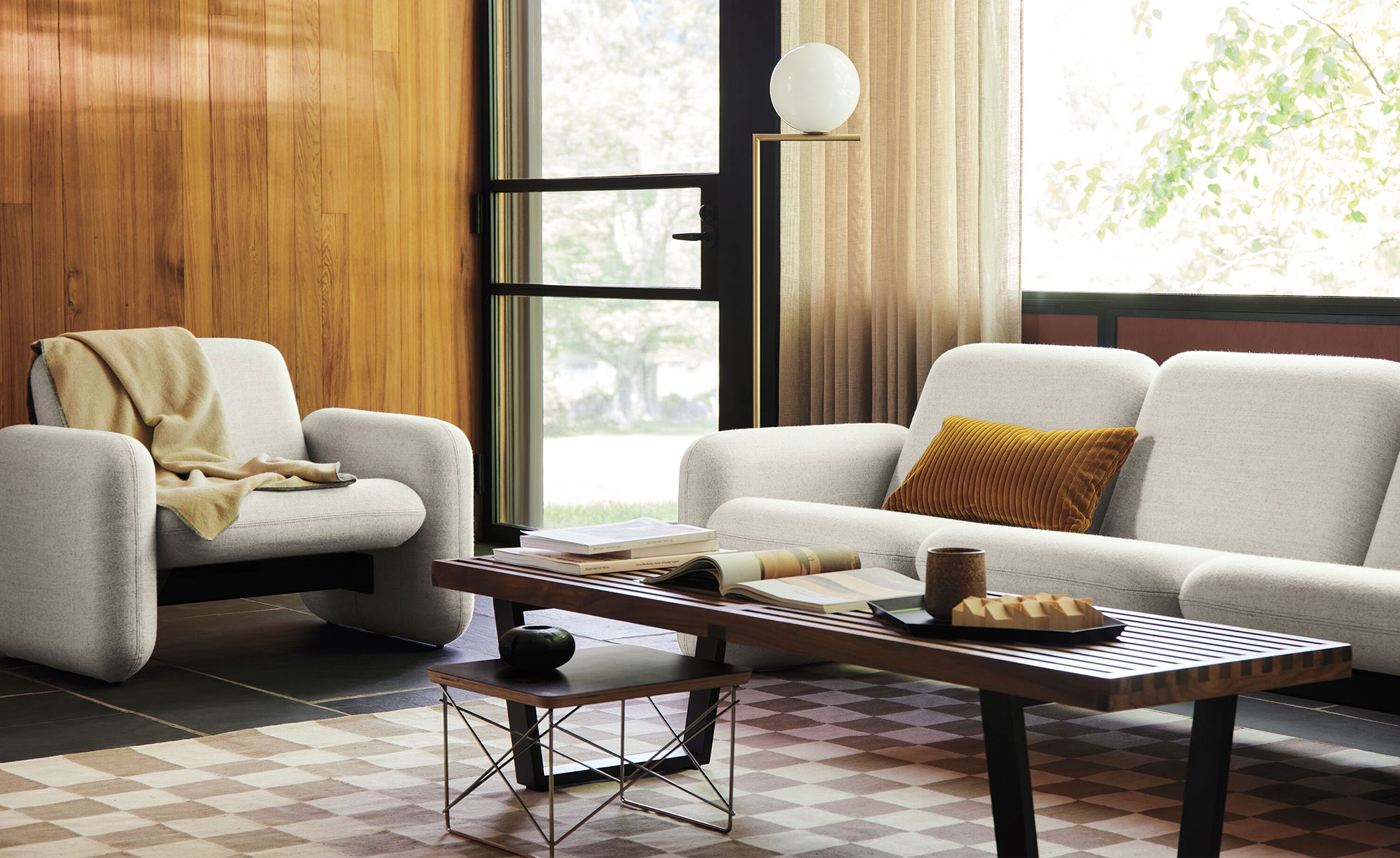 ray wilkes two seat chiclet sofa