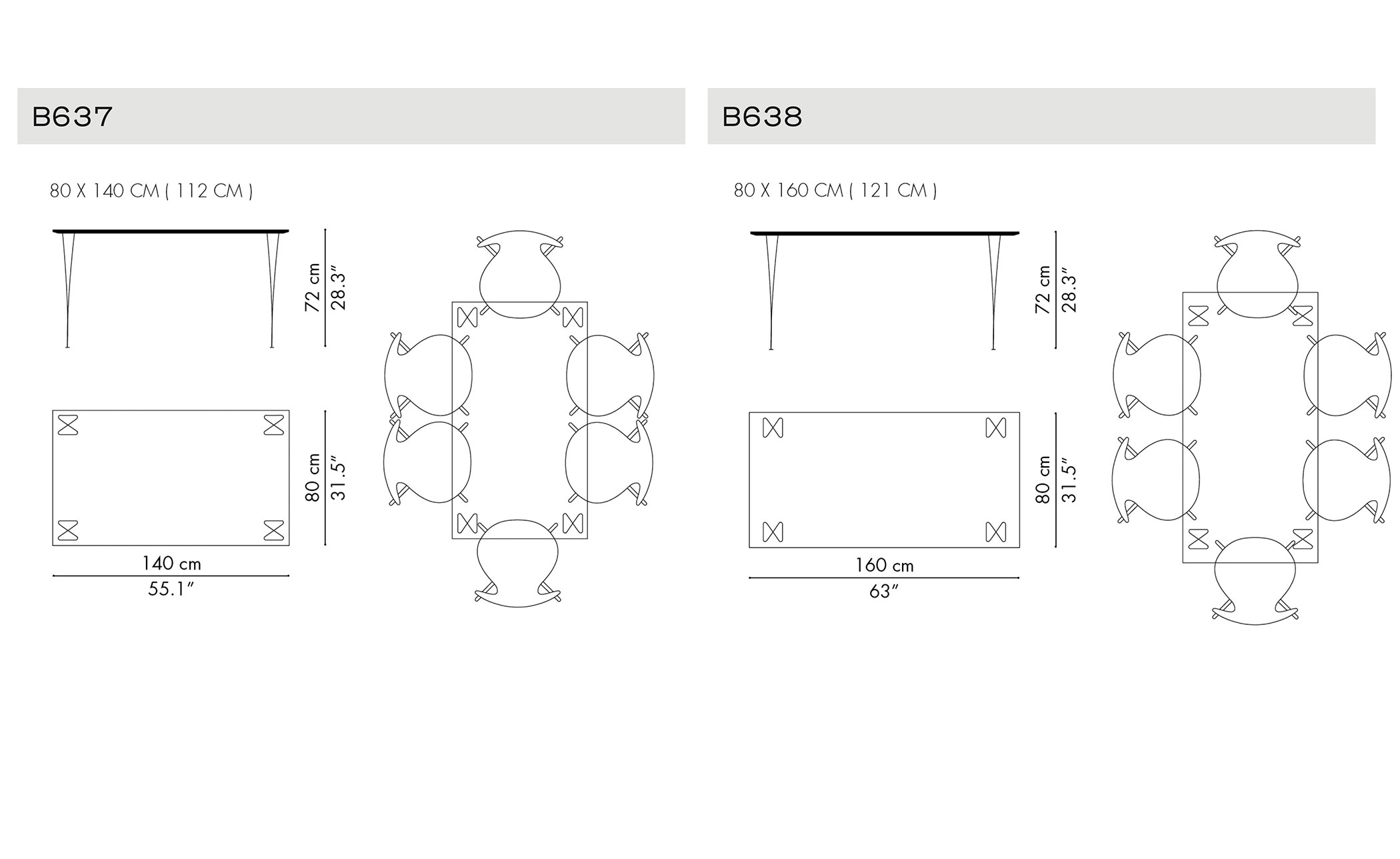 rectangular span leg table 55.1"