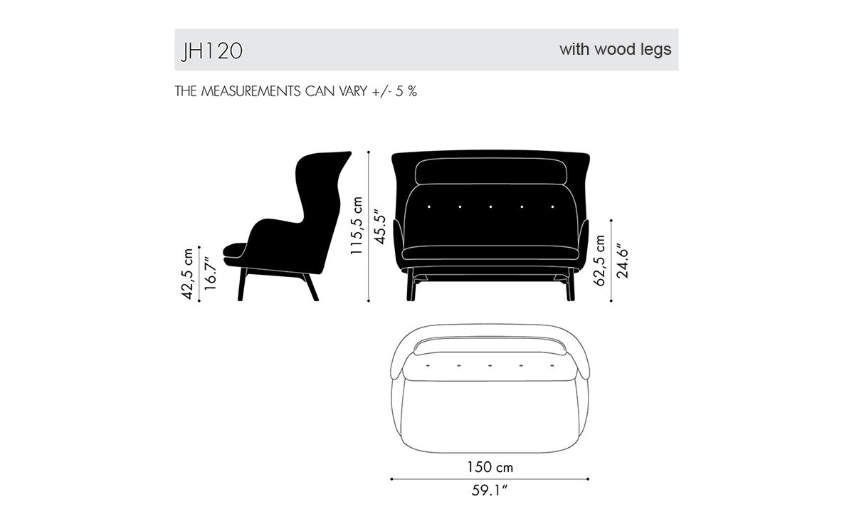 ro™ sofa with wood base