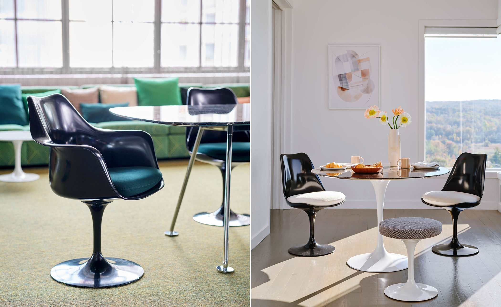 saarinen black tulip arm chair
