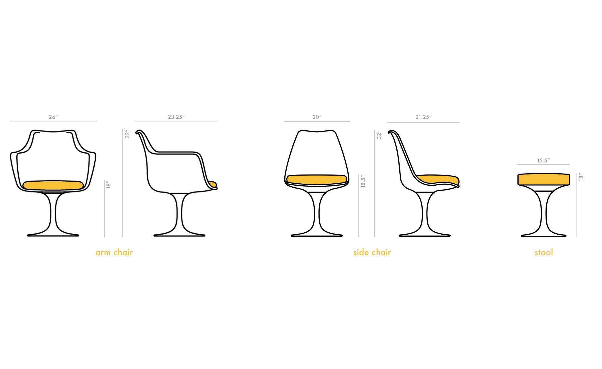 saarinen black tulip side chair