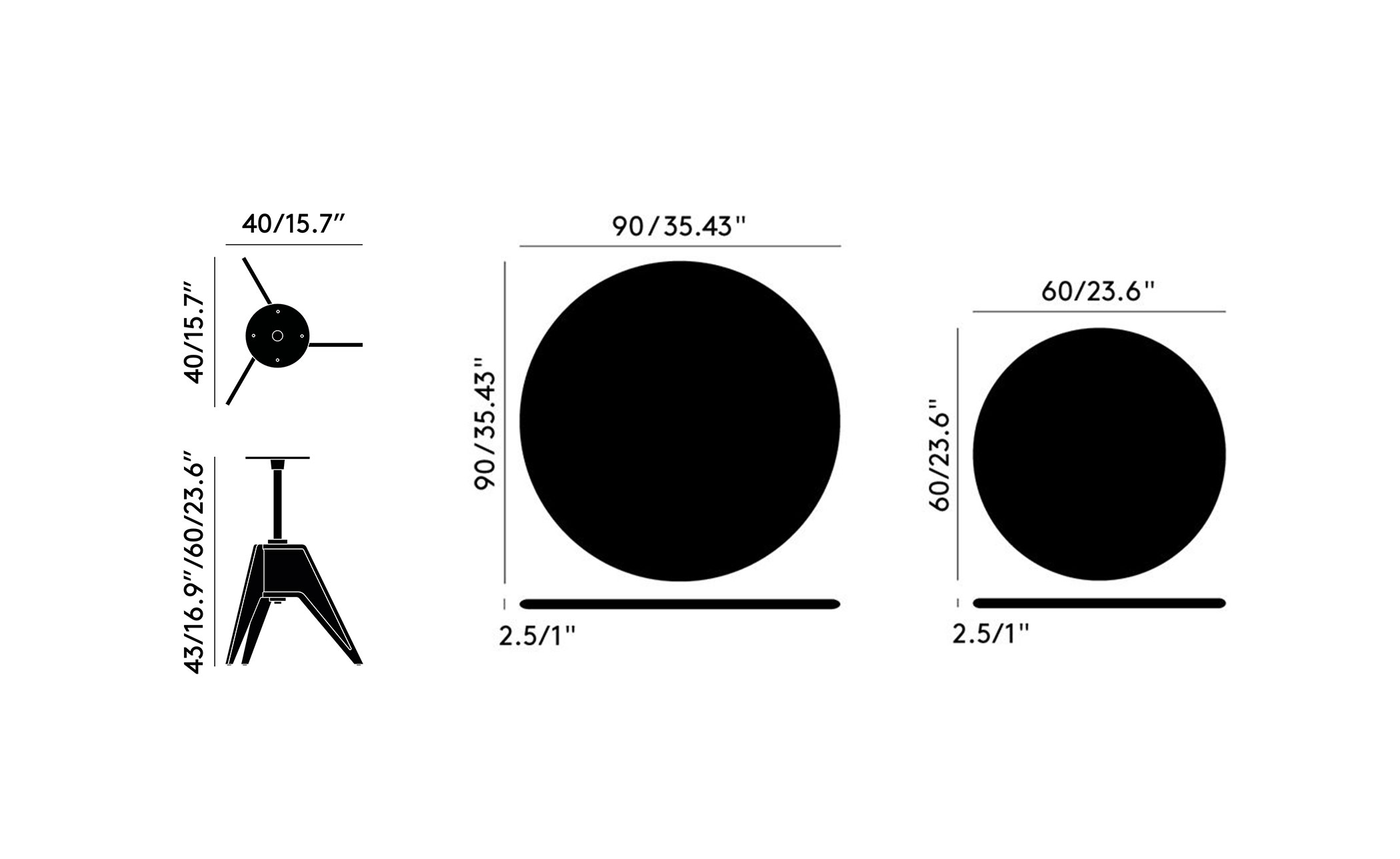 screw cafe table with round top