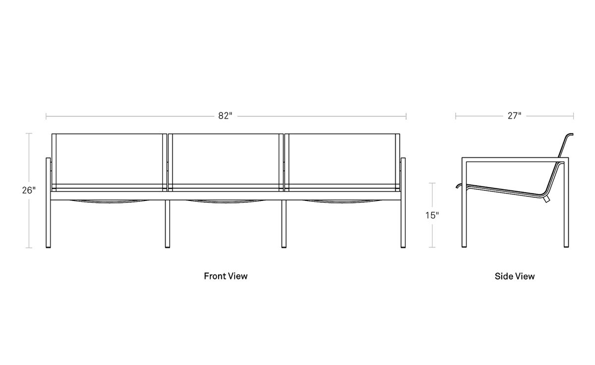 skiff outdoor 3 seat sofa