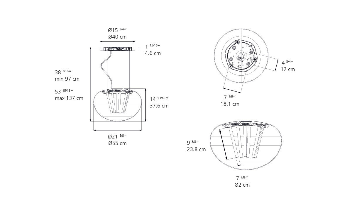 spectral suspension lamp