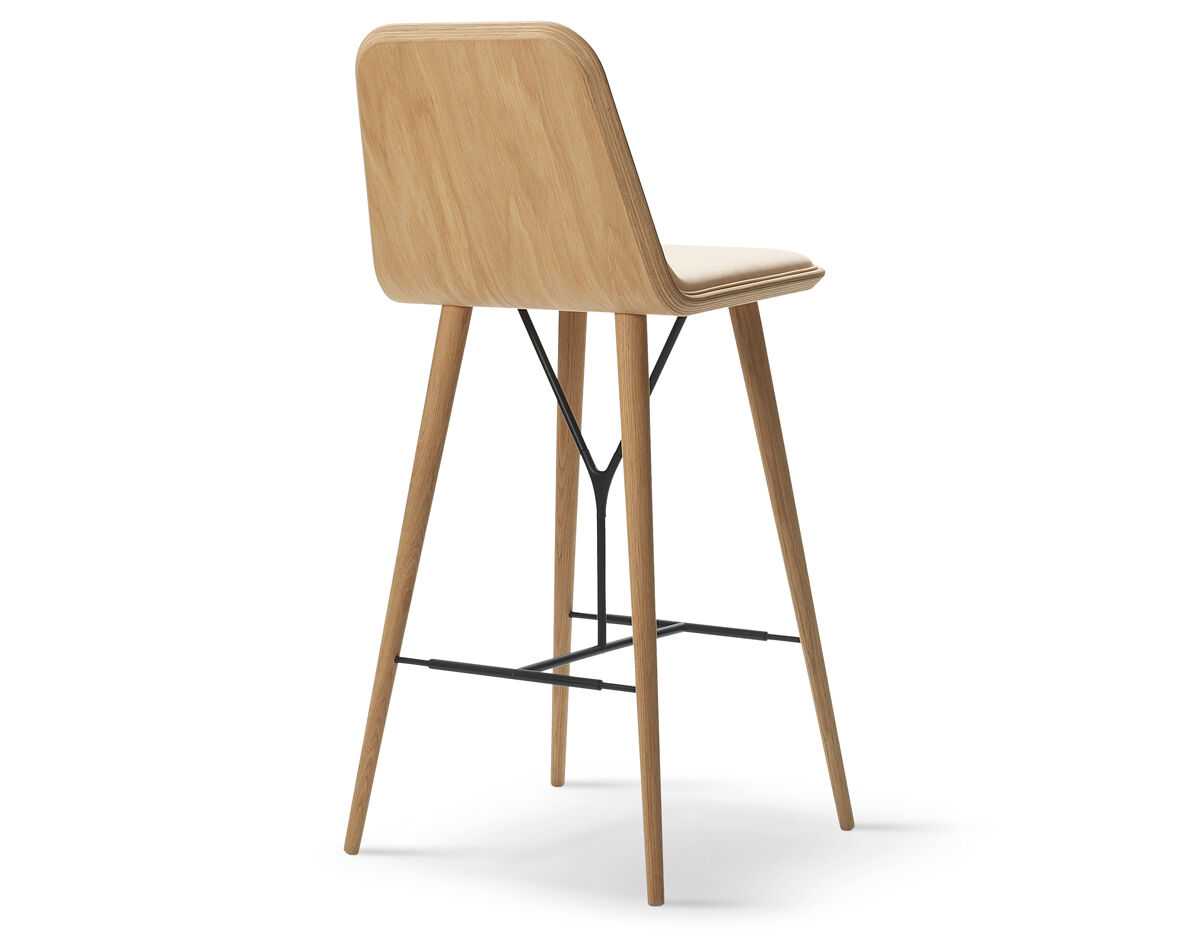 spine wood base stool with back