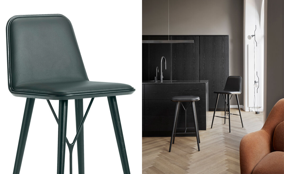 spine wood base stool with back