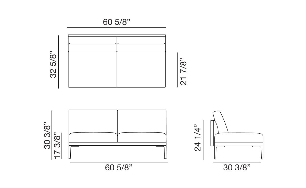 steeve two seat sofa without arms