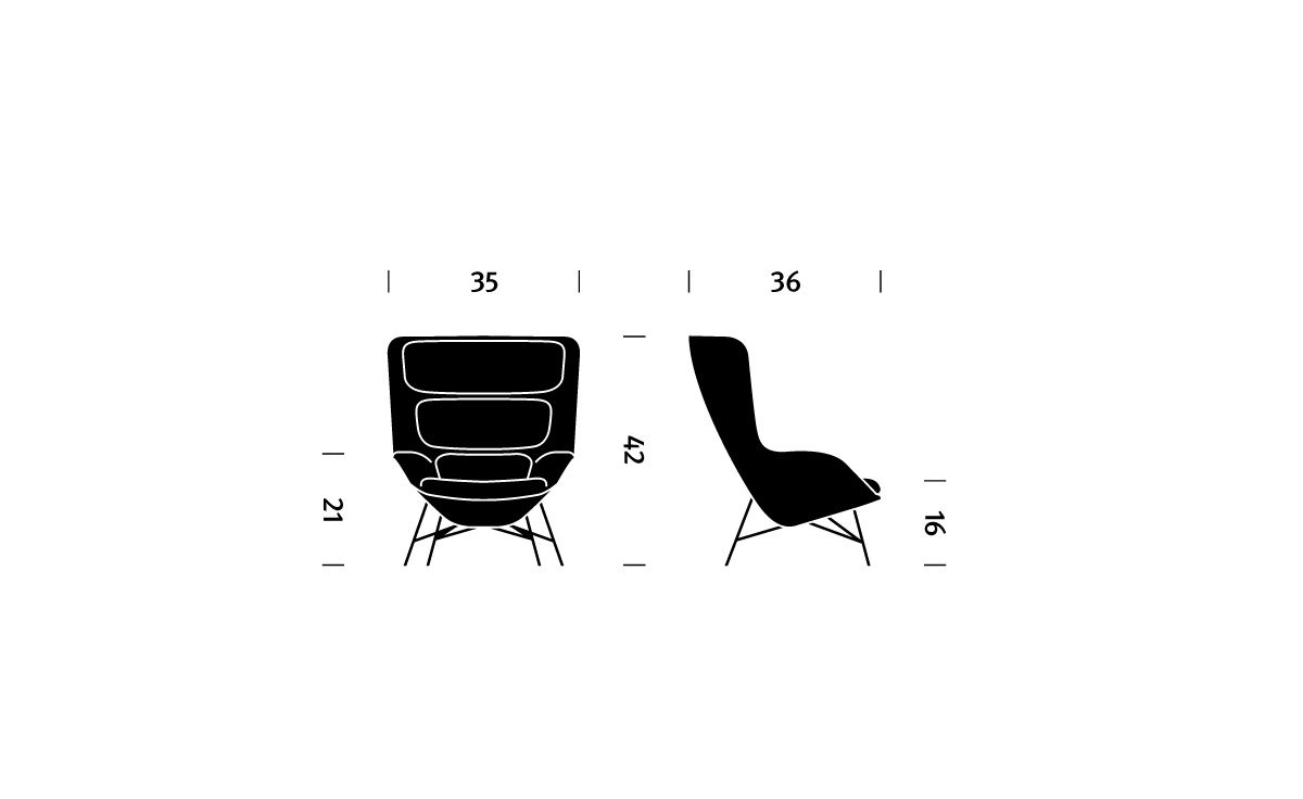 striad™ high back lounge chair with wire base