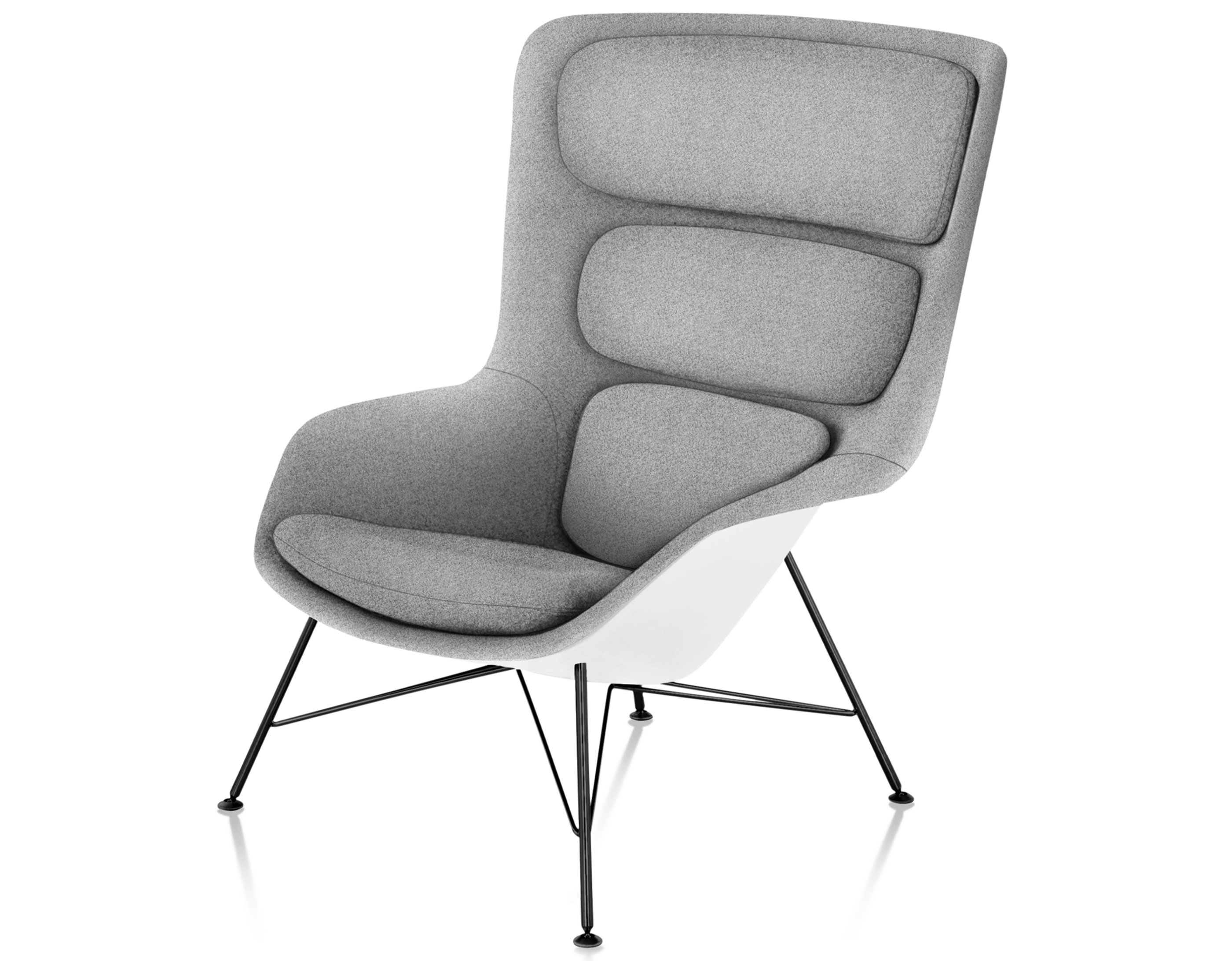 striad high back lounge chair with wire base