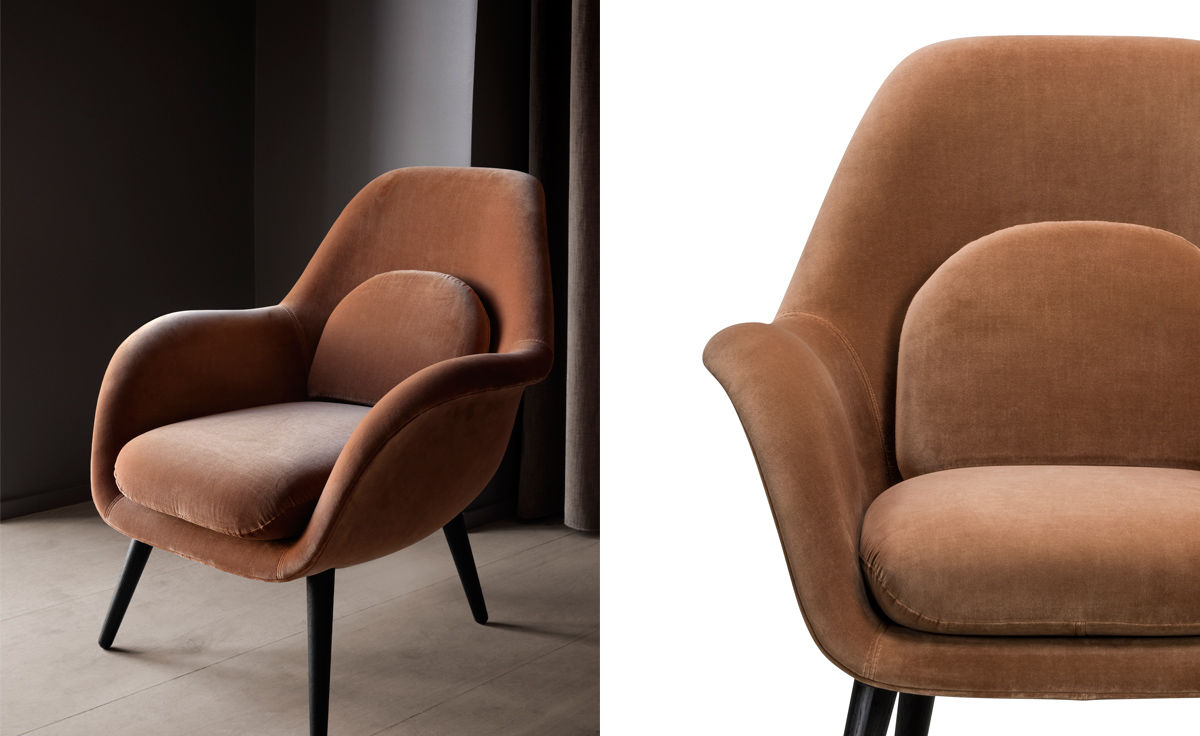 swoon petit lounge chair with wood base
