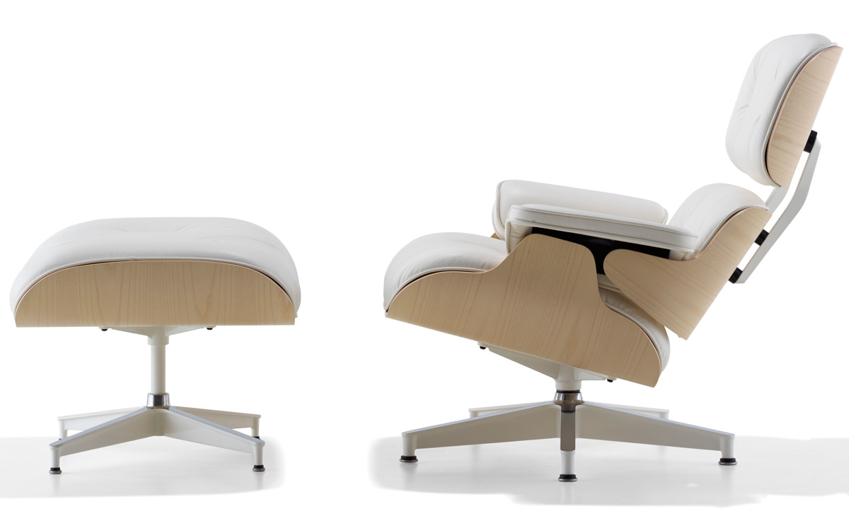 white ash eames® lounge chair & ottoman