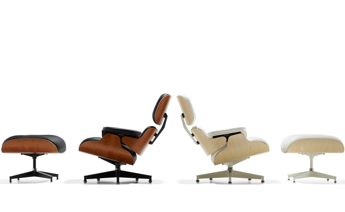 white ash eames® lounge chair & ottoman