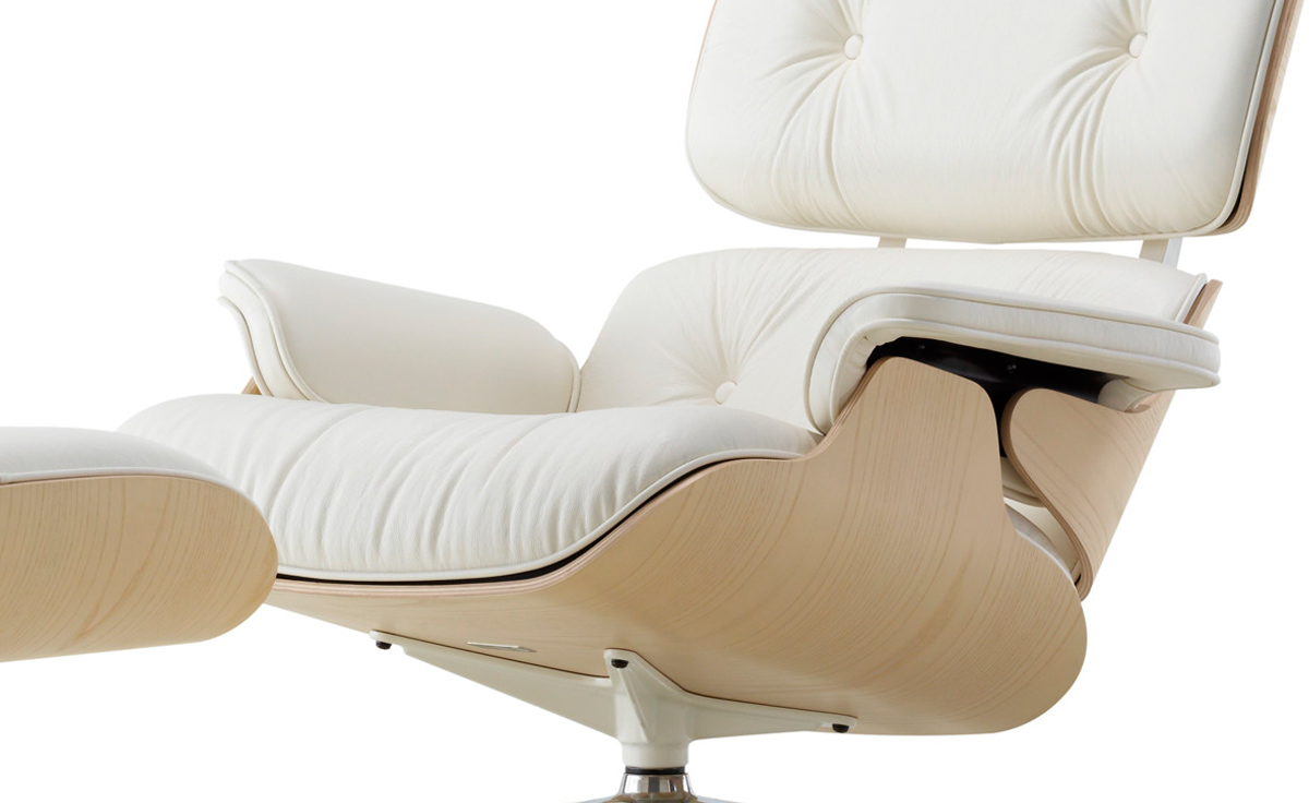 white ash eames® lounge chair & ottoman